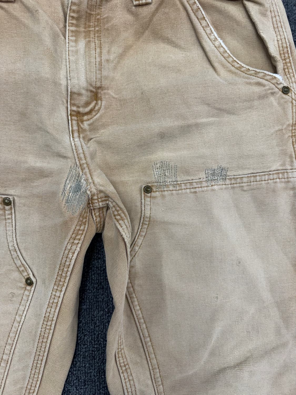 33)칼하트 빈티지 베이지 더블니 워크팬츠 상품이미지4