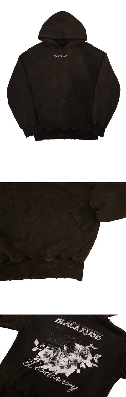 (L) 엑스오디너리 블랙로즈 워싱 후드티 상품이미지2