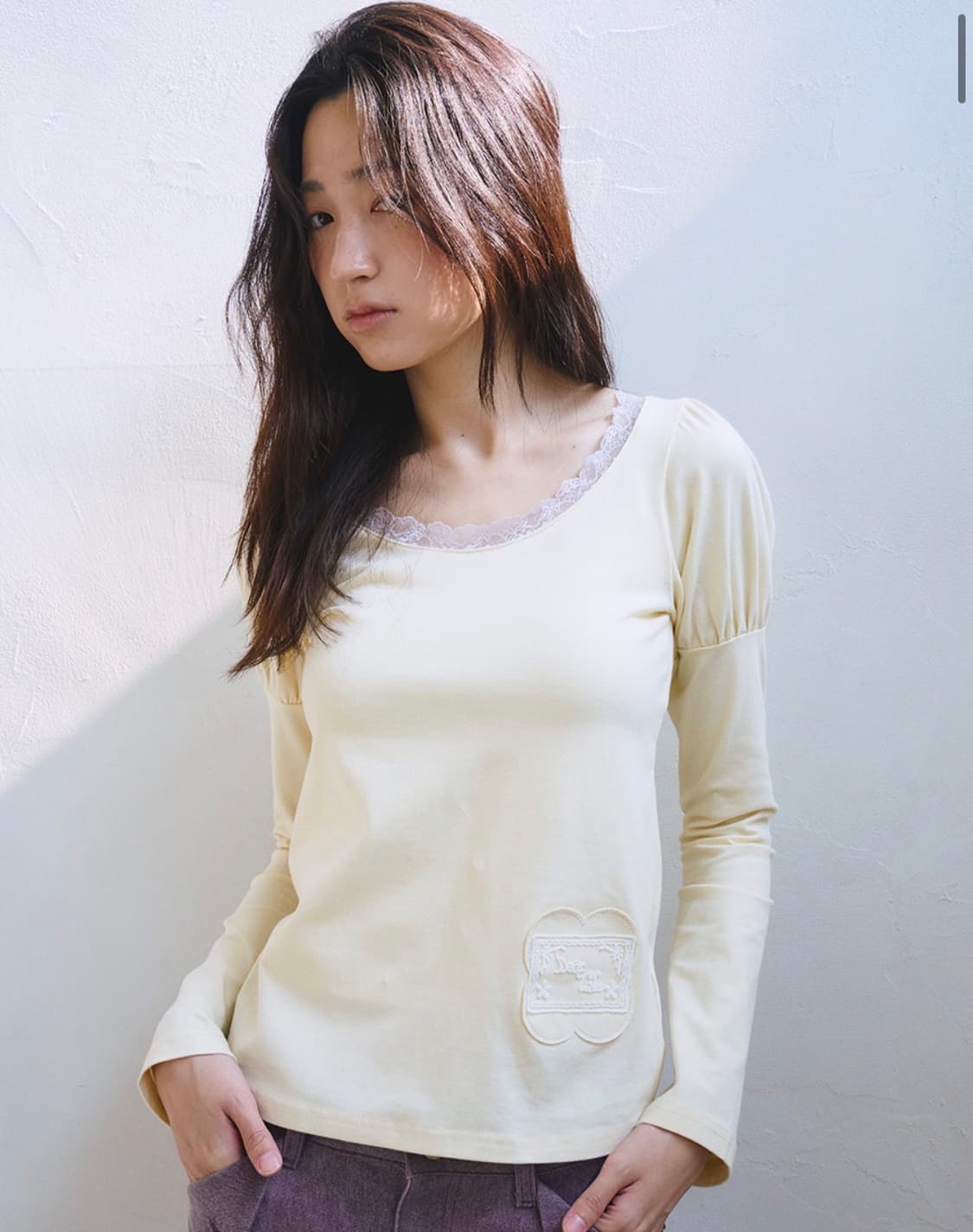 Daisy Lace Puff Longsleeve, Yellow 상품이미지2