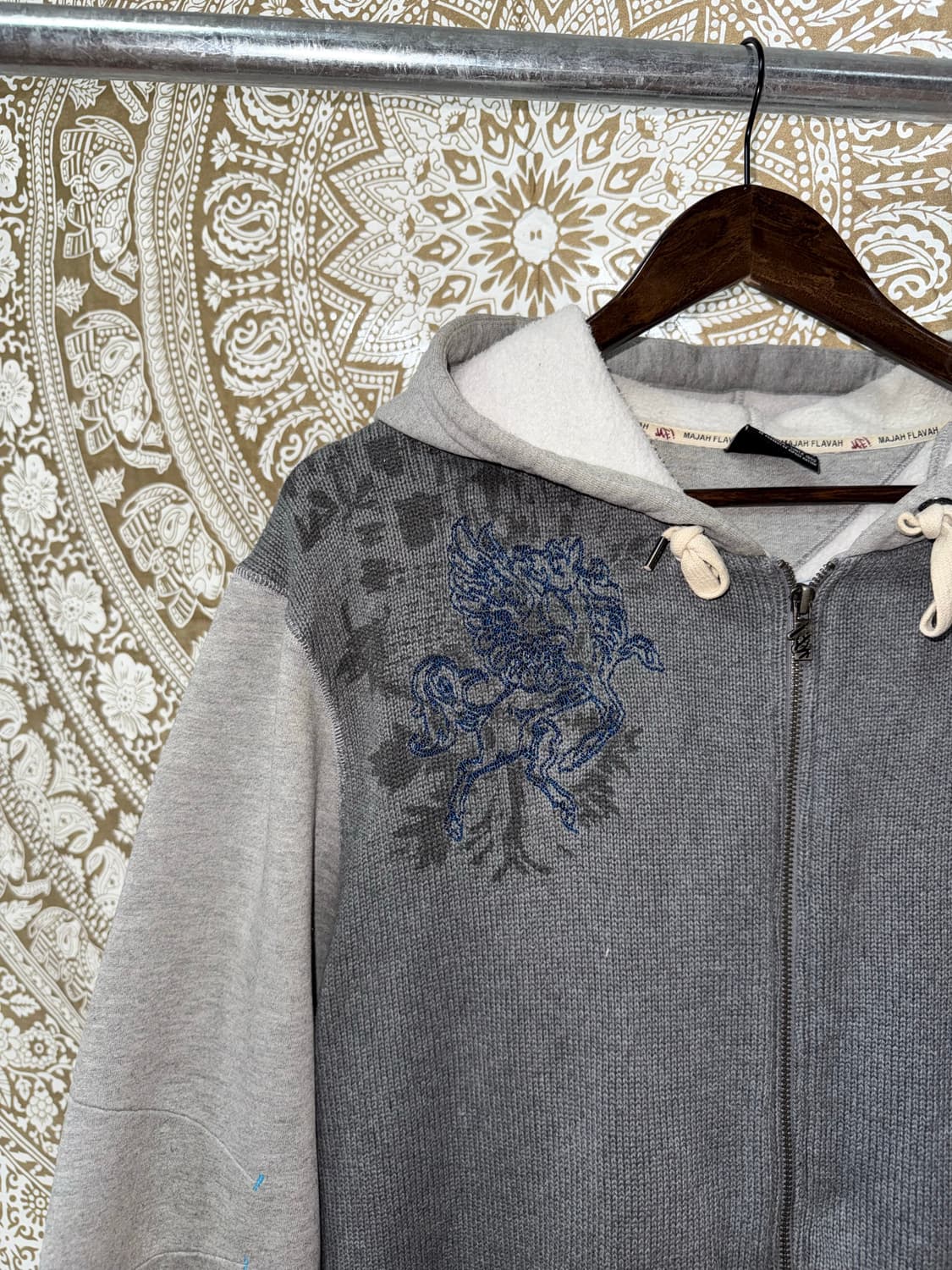 마자플라바 배색 자수 기모 후드집업 상품이미지4