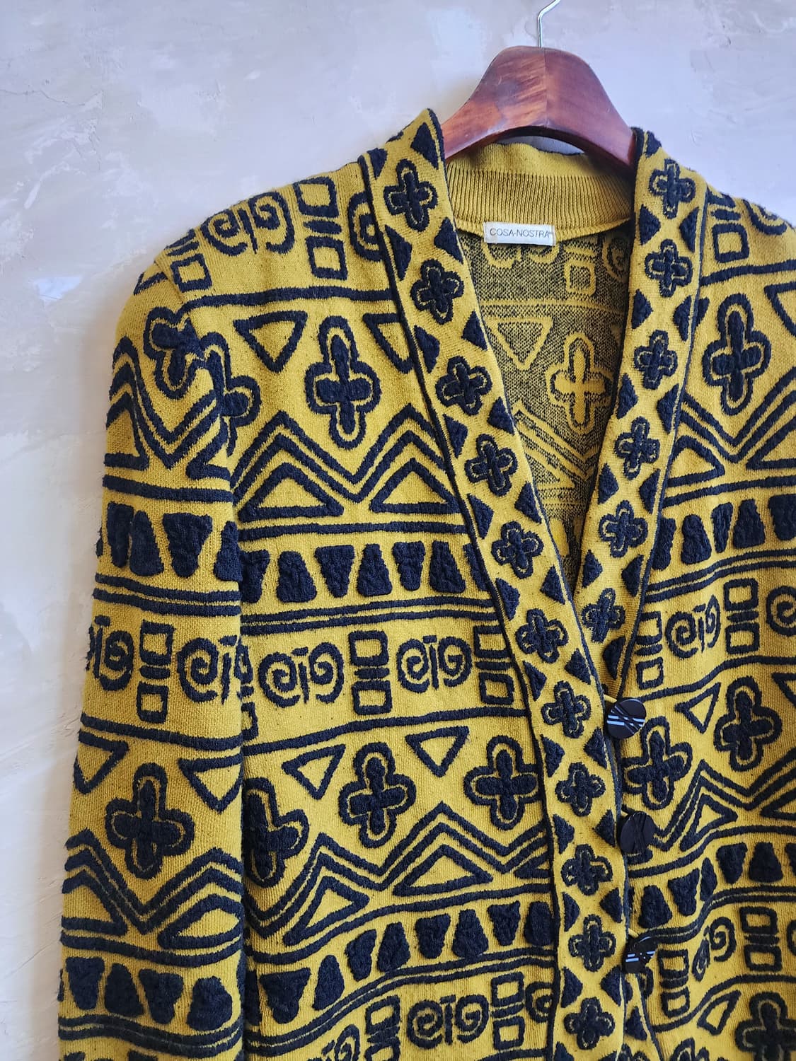 울 혼반 패턴 자수 니트 가디건 자켓 상품이미지2