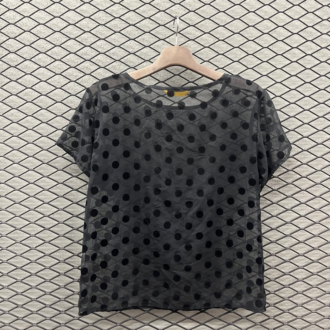 JPN VINTAGE 도트 시스루 라운드 반팔 블랙 상품이미지2