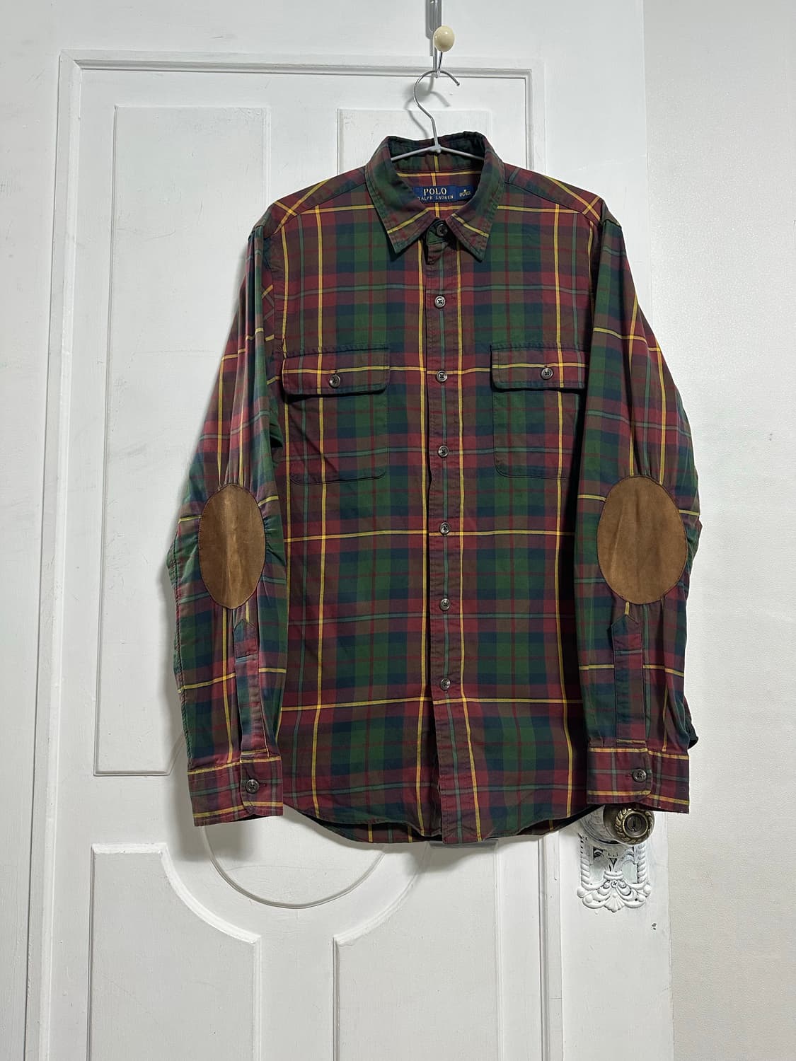 폴로 랄프로렌 레더패치 체크 셔츠 상품이미지1