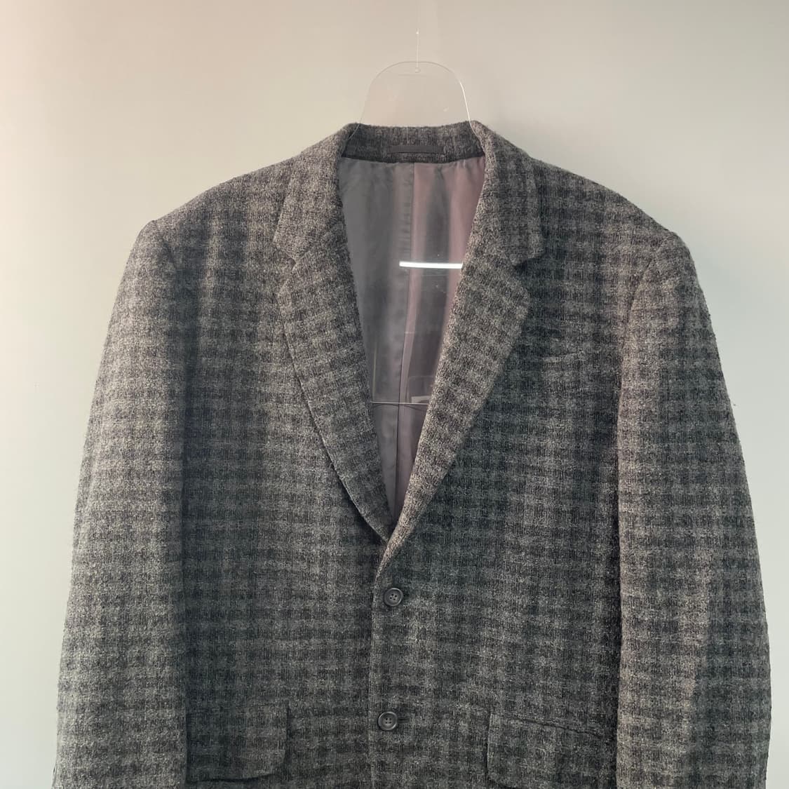 요지 야마모토 체크 울 블레이저 자켓 상품이미지2