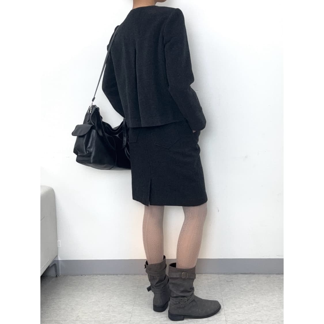 빈티지 차콜 그레이 미디 스커트 상품이미지6