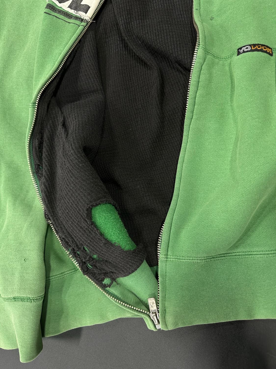 볼컴 Y2K 그린 오버핏 그런지 프린팅 후드 집업 상품이미지5