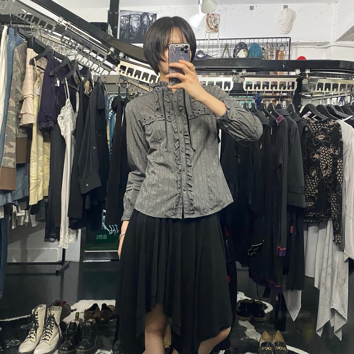 Axes femme 프릴 디테일 로즈 타이 셔츠 상품이미지9