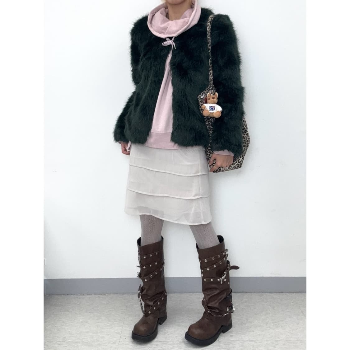 빈티지 버쉬카 딥그린 퍼 자켓 상품이미지2