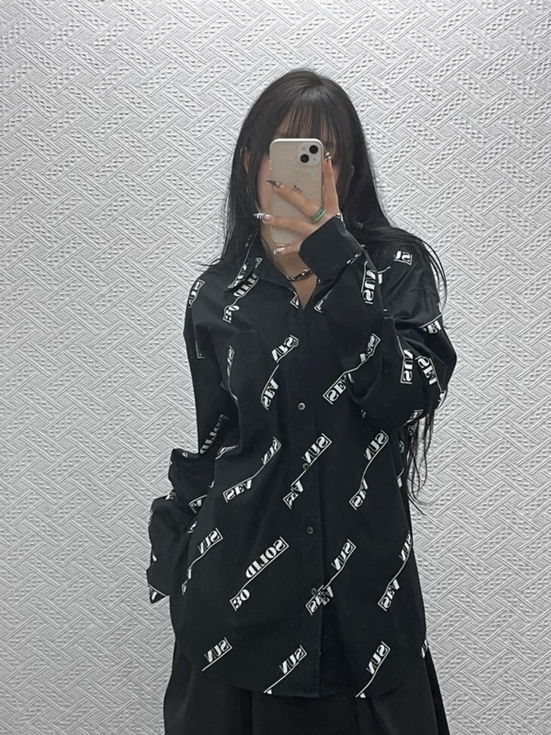 솔리드옴므 빈티지 스트릿 힙합 레터링 패턴 셔츠 52 C07815 상품이미지1