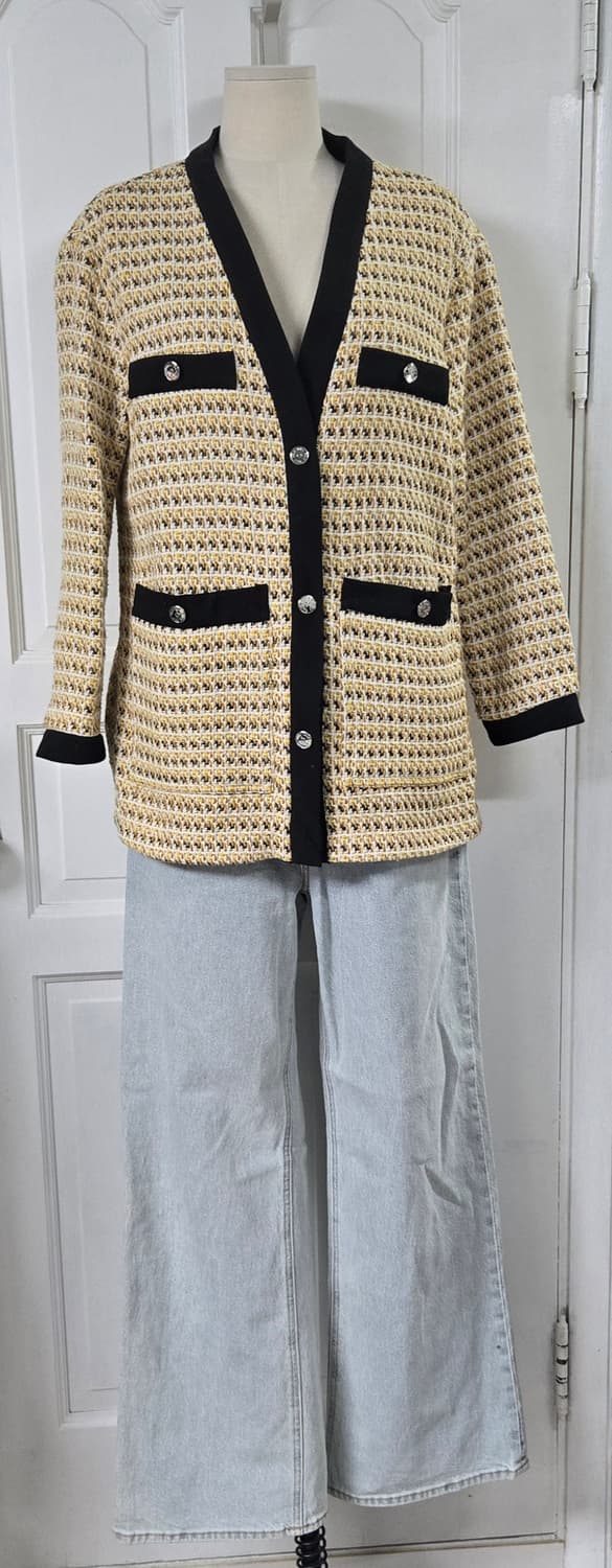 마쥬 옐로우 트위드가디건 상품이미지2