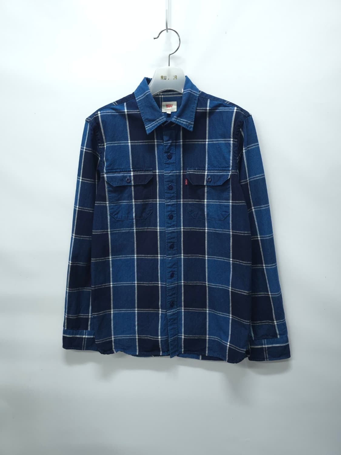 리바이스 남성 블루 체크 워크 셔츠 (95) 상품이미지1