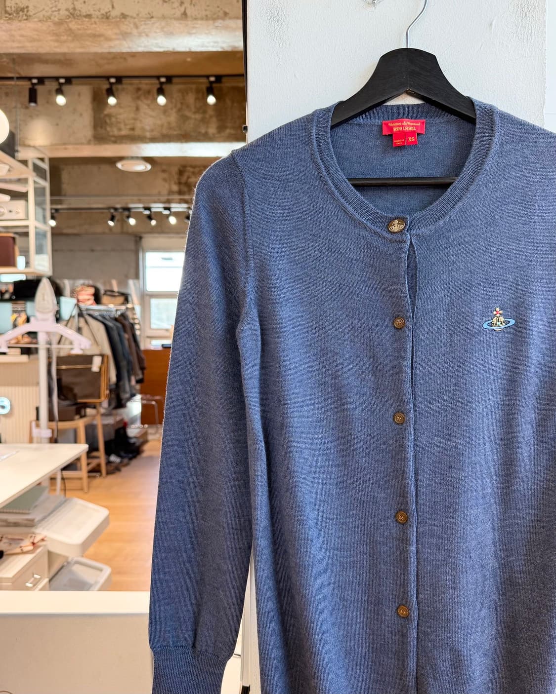 비비안 웨스트우드 레드라벨 네이비 orb자수 롱 가디건 상품이미지4