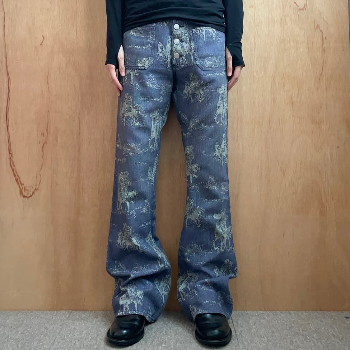 드리스반노튼 자카드 플레어 팬츠 상품이미지1