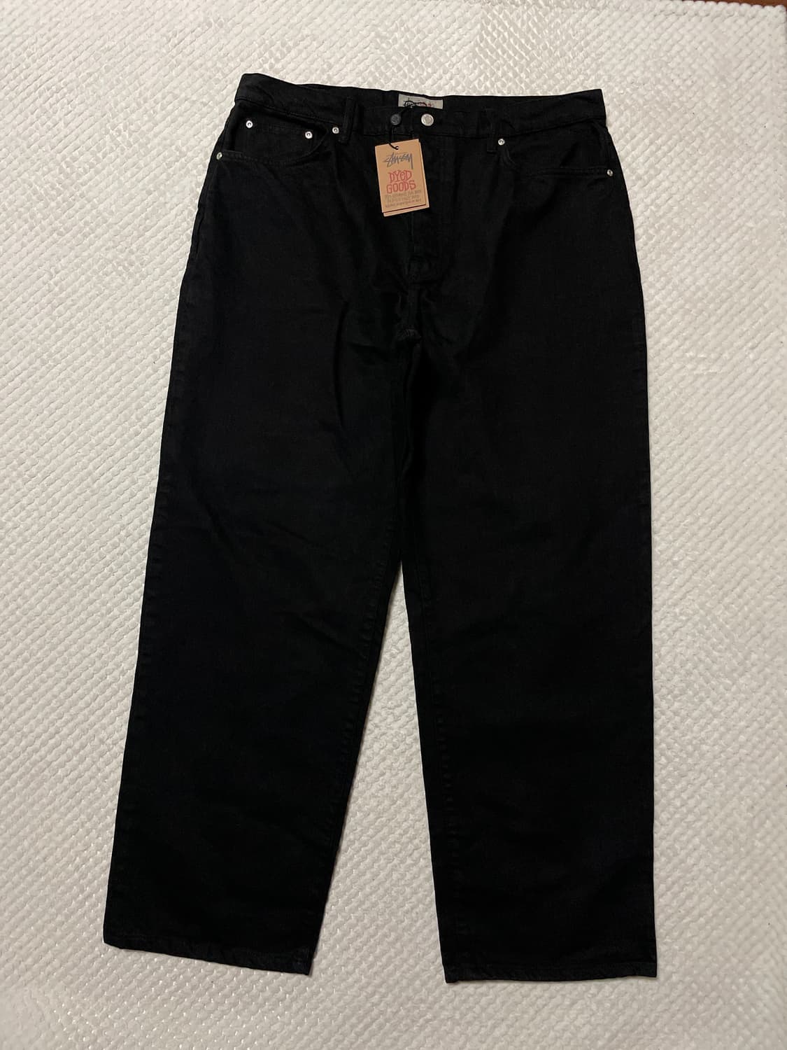 STUSSY 스투시 빅올진 루즈핏 워시드 블랙 데님 팬츠 새상품 상품이미지1