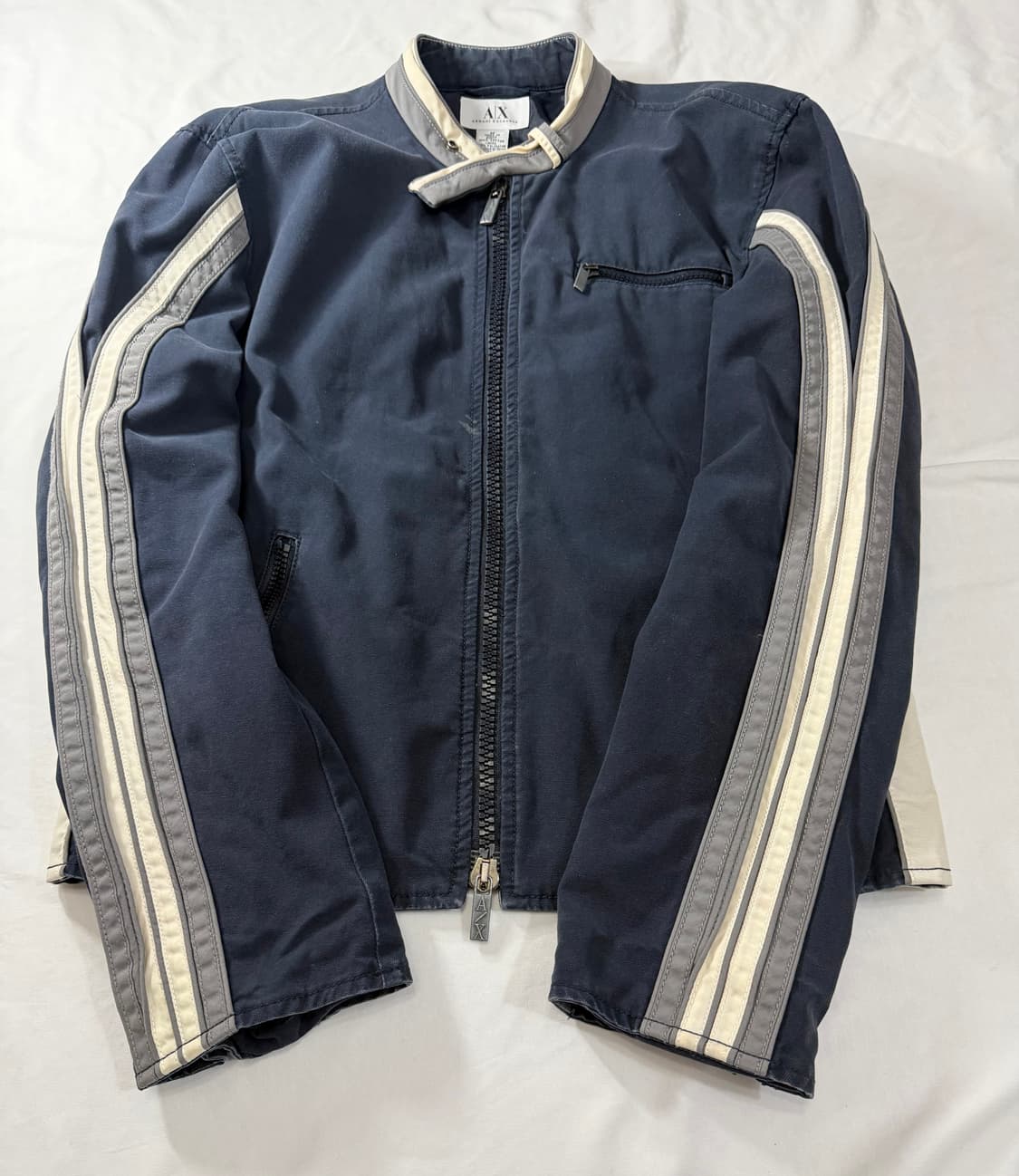 00s 아르마니 익스체인지 싱글 바이커 자켓 네이비  상품이미지6