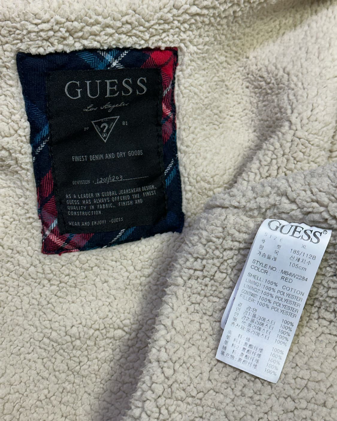 게스 쉐르파 체크 후드 셔츠 상품이미지3