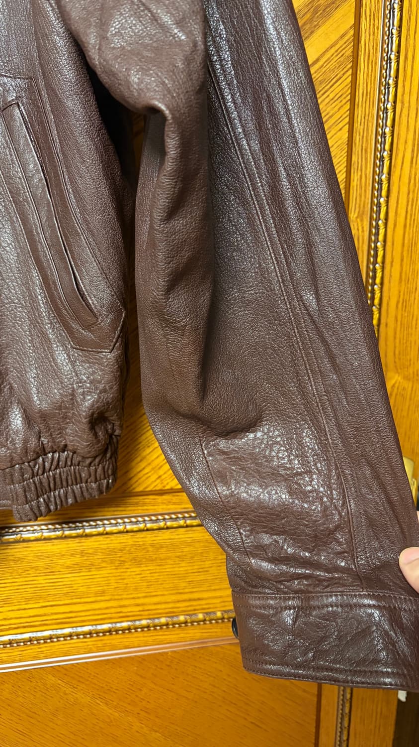 렉토 하이넥 가죽점퍼 브라운 XL 상품이미지5
