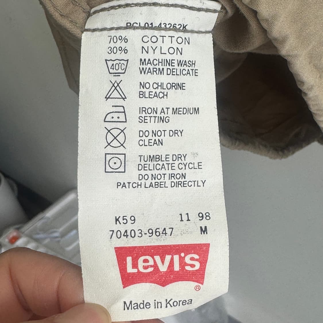 빈티지 90s 리바이스 캥거루 나일론 앤 코튼 아노락 L no 상품이미지10