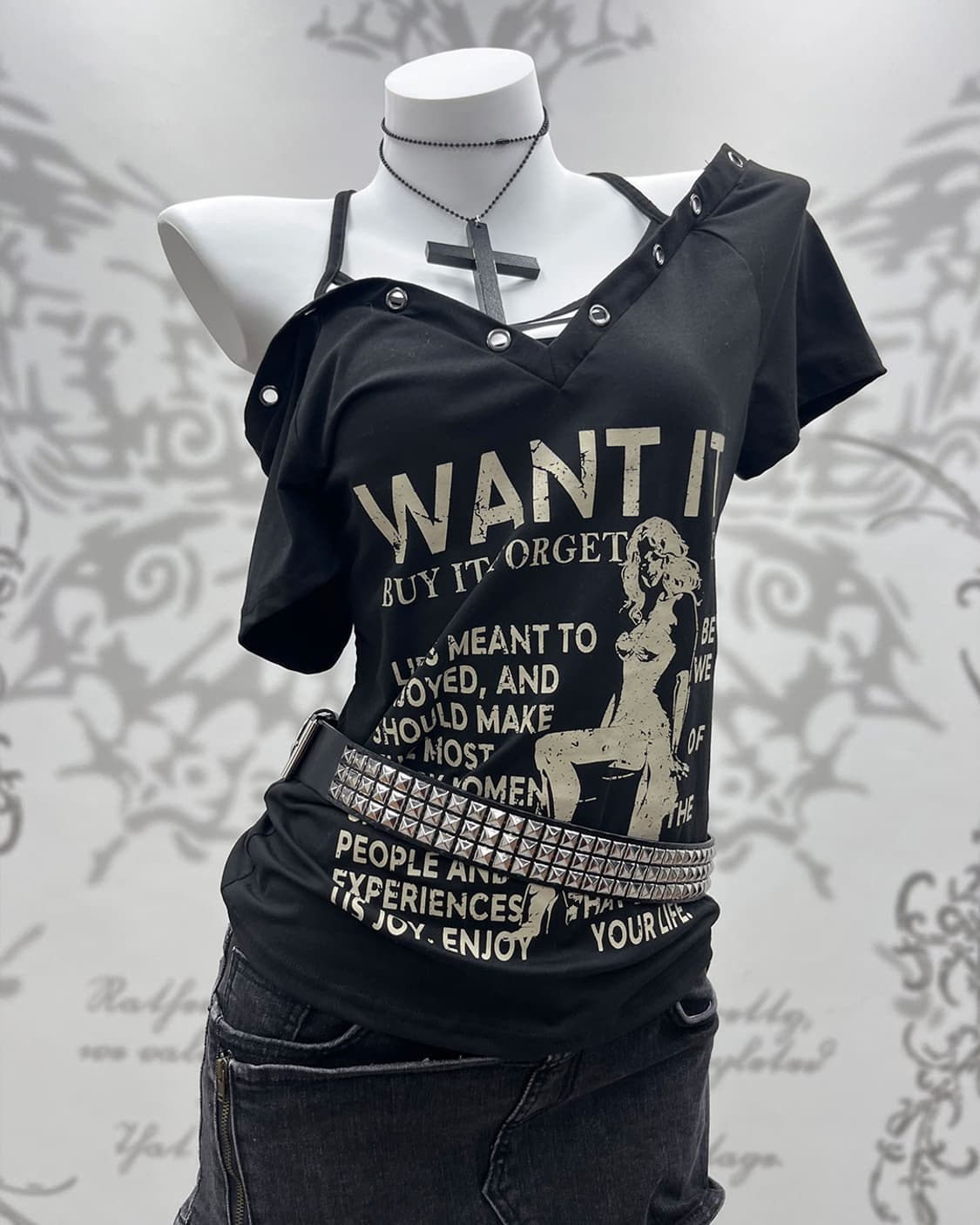 00's layered Y2K printing T-shirts 상품이미지2