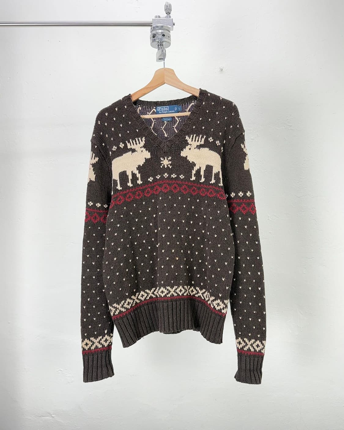 폴로 랄프로렌 브라운 노르딕 크루넥 니트 스웨터 상품이미지1