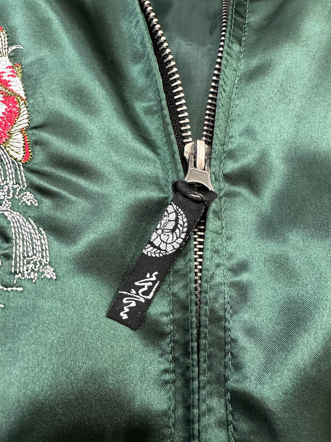 (L)JPN 비단잉어 고퀄 자수 스카잔 딥그린 상품이미지7