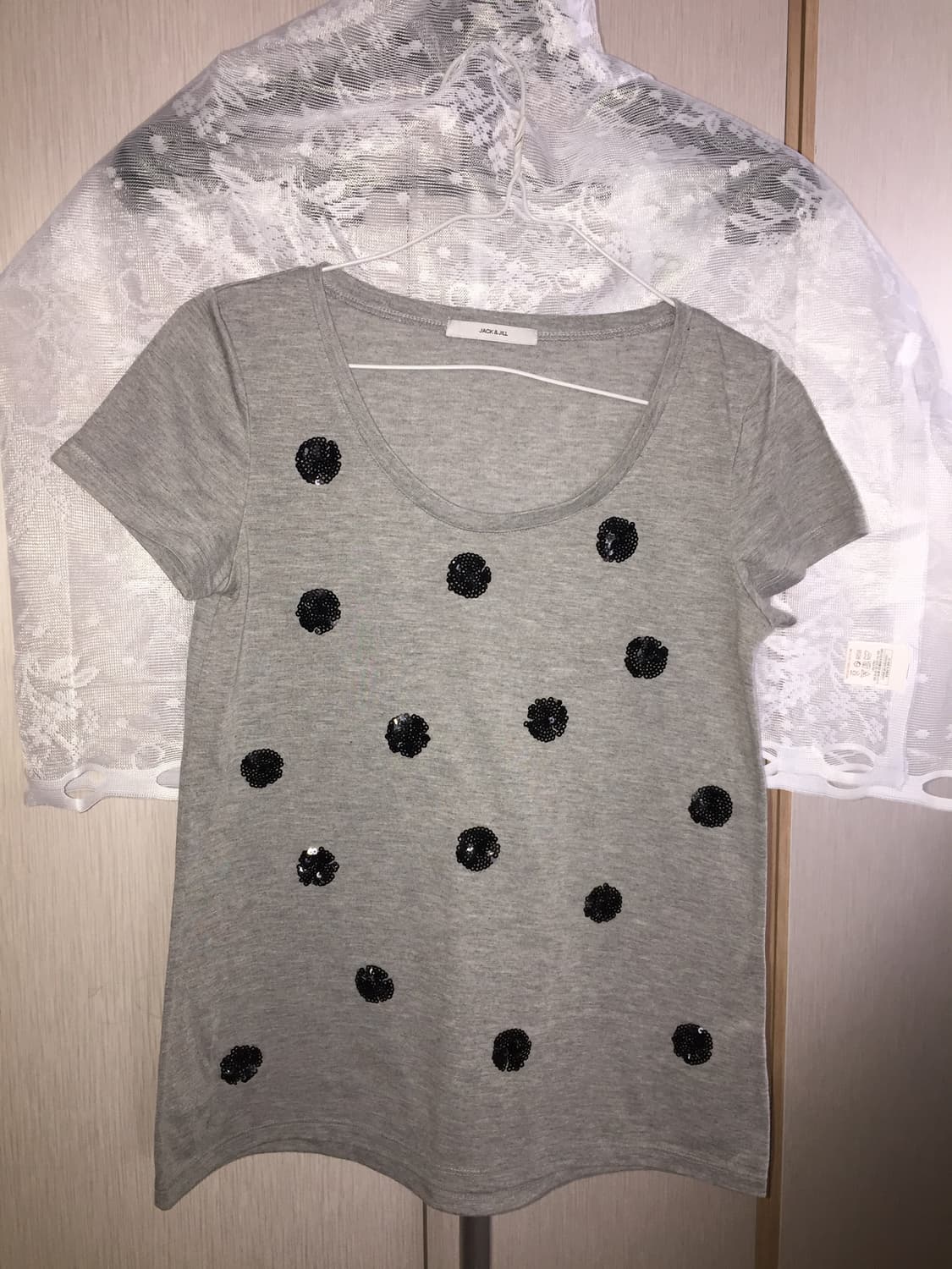 블랙 도트 스팽글 빈티지 반팔 상품이미지1