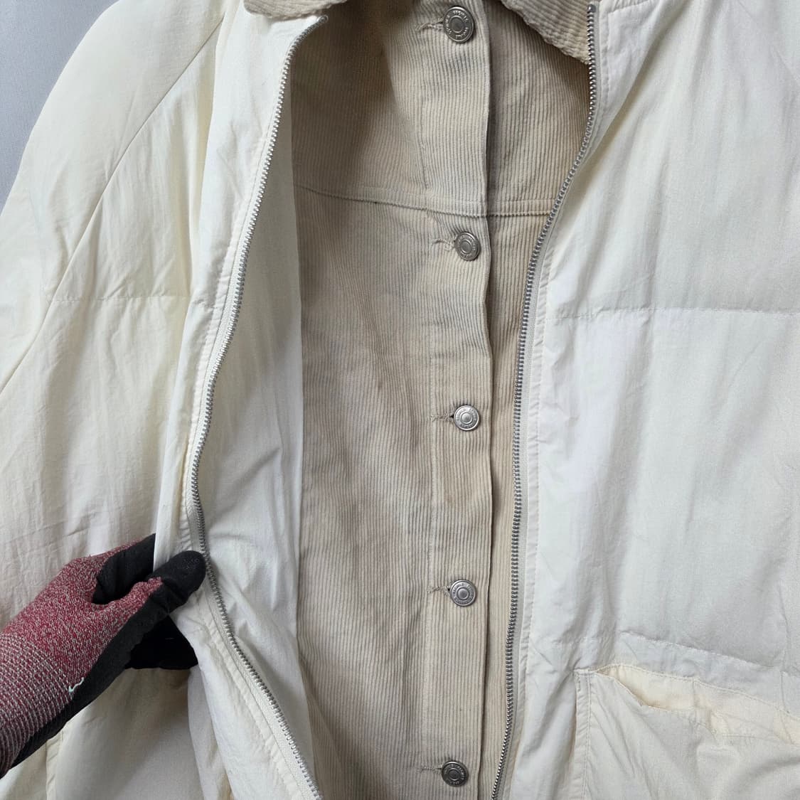 F(126) / 육육걸즈 / 골덴 셔츠 레이어드 패딩  상품이미지5