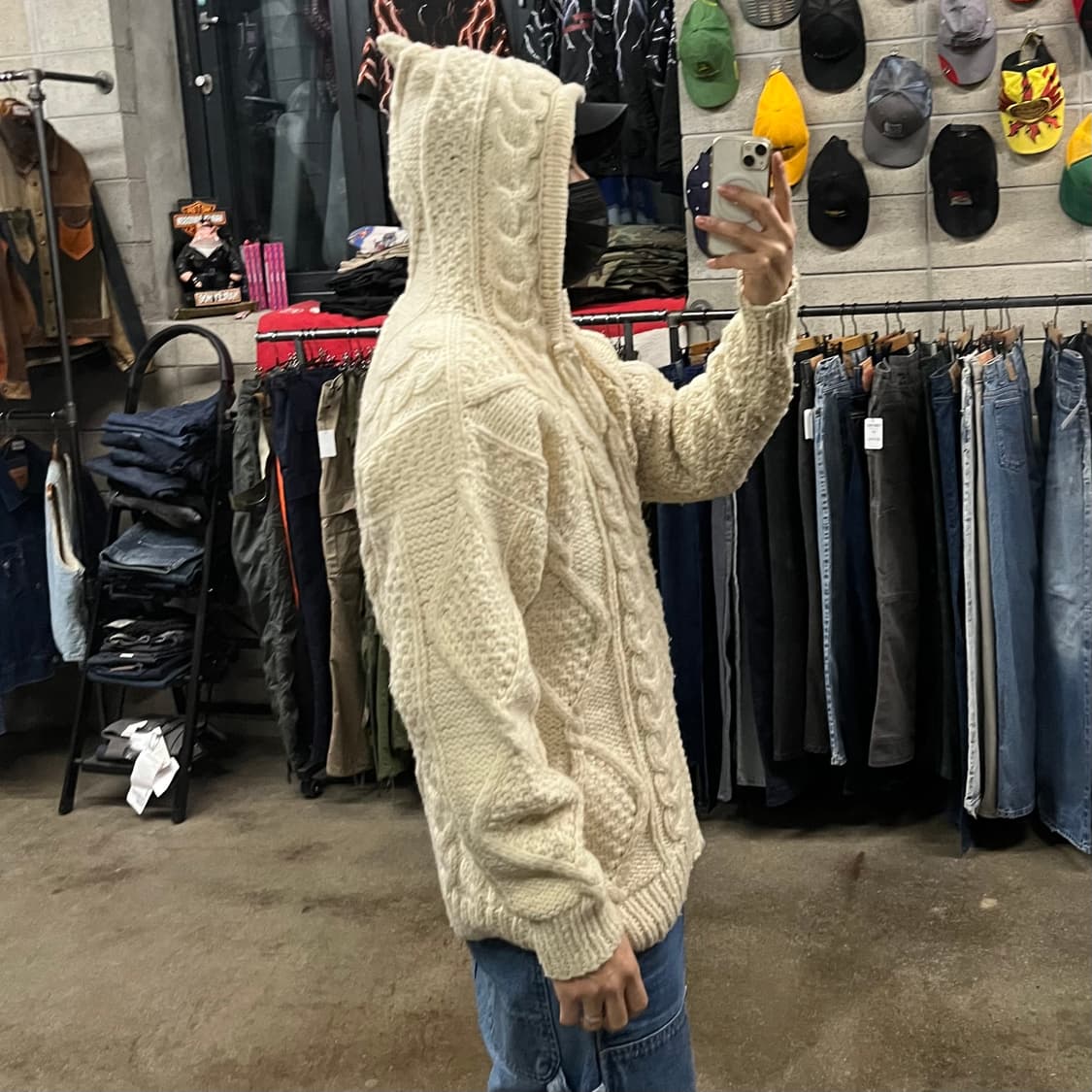 빈티지 피셔맨 울 니트 후드 집업 (105) 상품이미지6