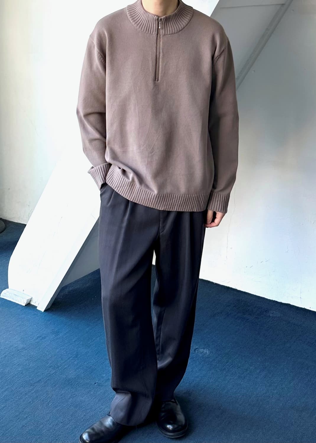 Dry fabric design zip knit P/O 상품이미지5