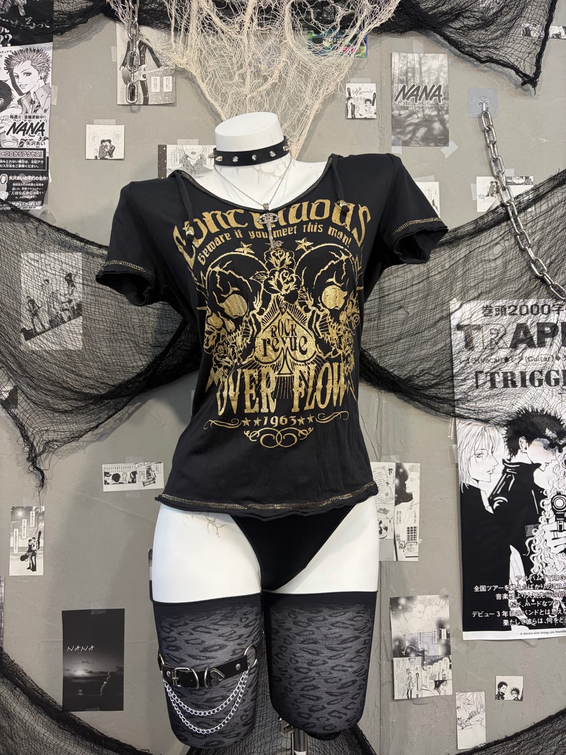 Gothic skull lace tie hood half sleeve 상품이미지6