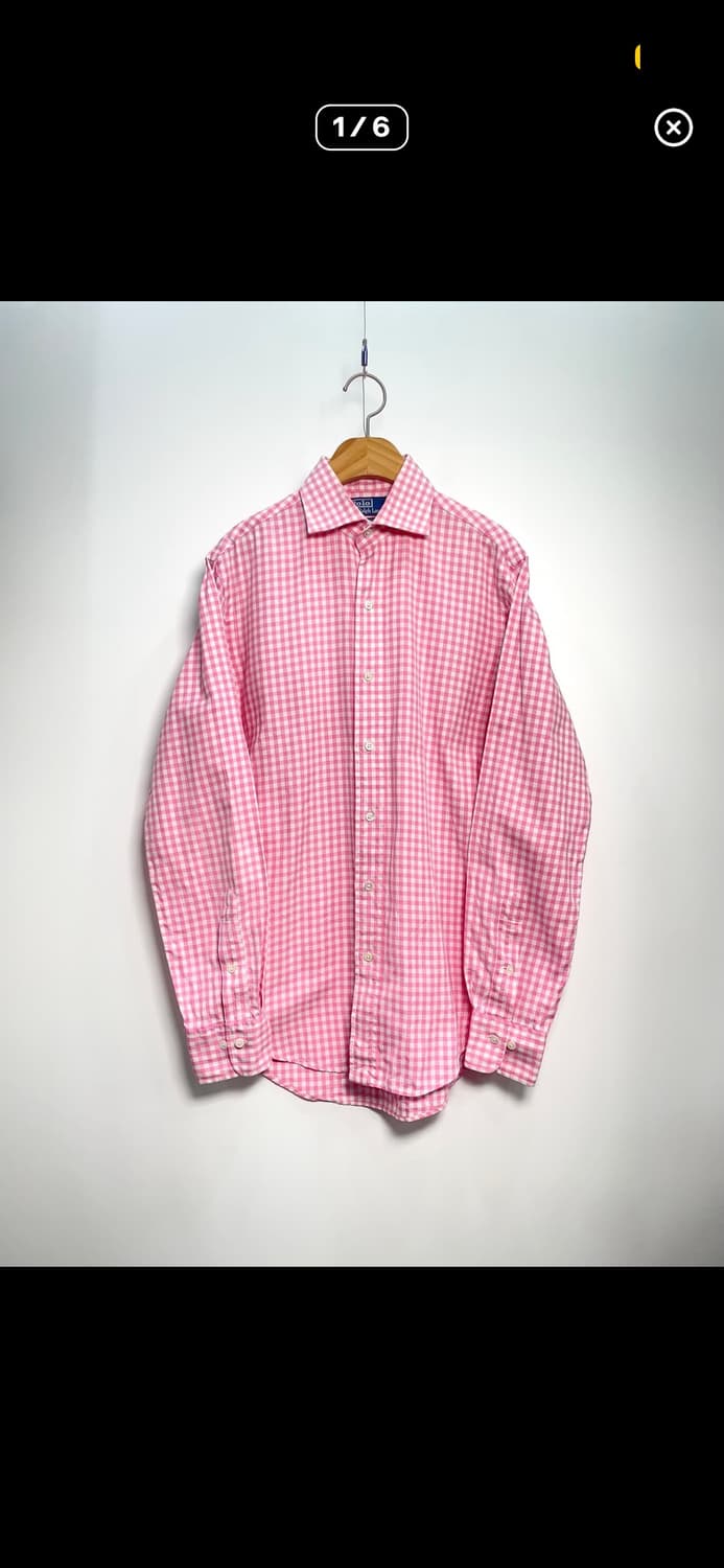 폴로 랄프로렌 핑크 깅엄 체크셔츠 상품이미지1