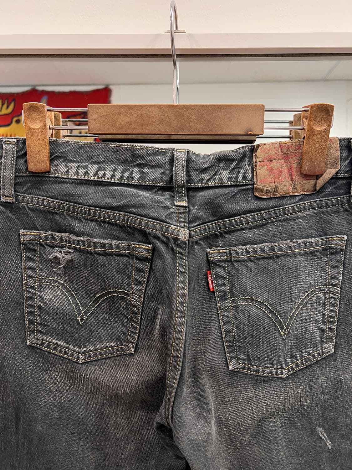 00s Levis 리바이스 501 빈티지 흑청 데님 팬츠 (28-29) 상품이미지6