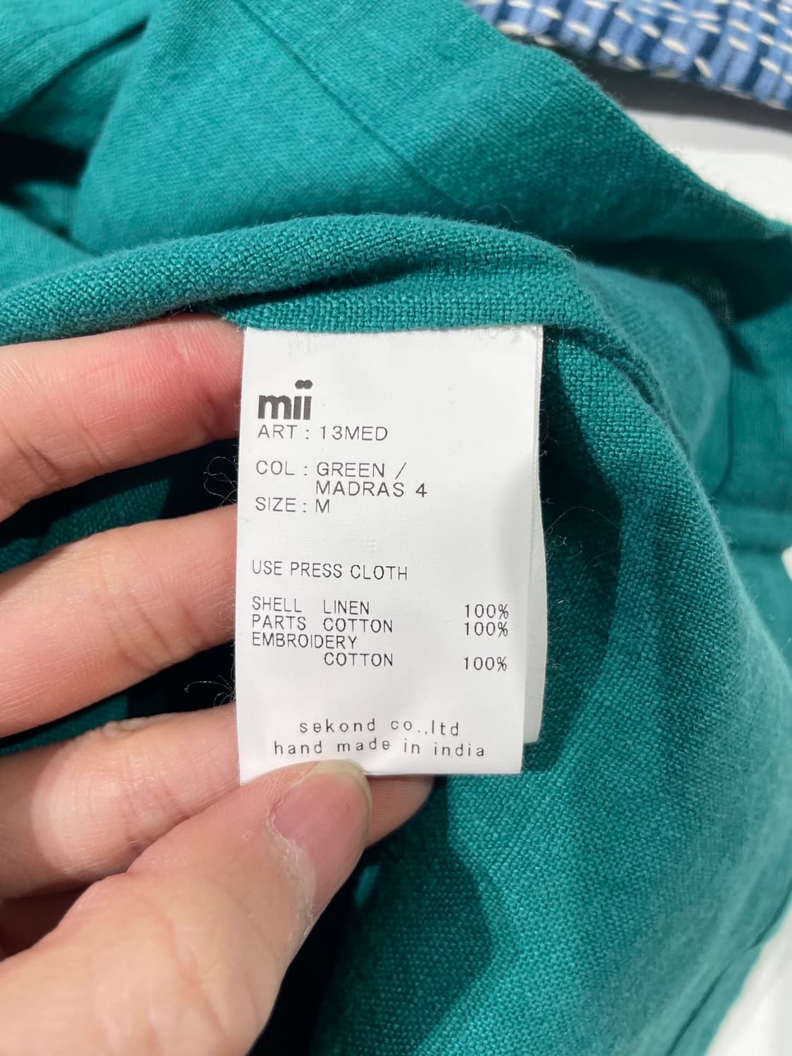 mii 그린 사시코 패치워크 린넨 하프 셔츠 상품이미지8