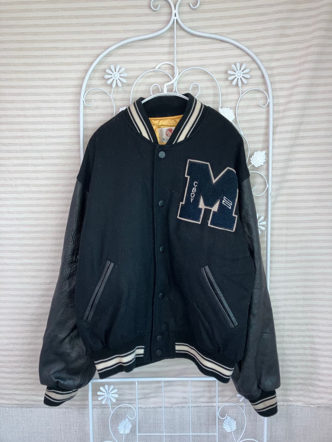 프리미엄 블랙 M 와펜 야구 점퍼 y2k 스트릿 갸루 펑키 일본빈티지 상품이미지1