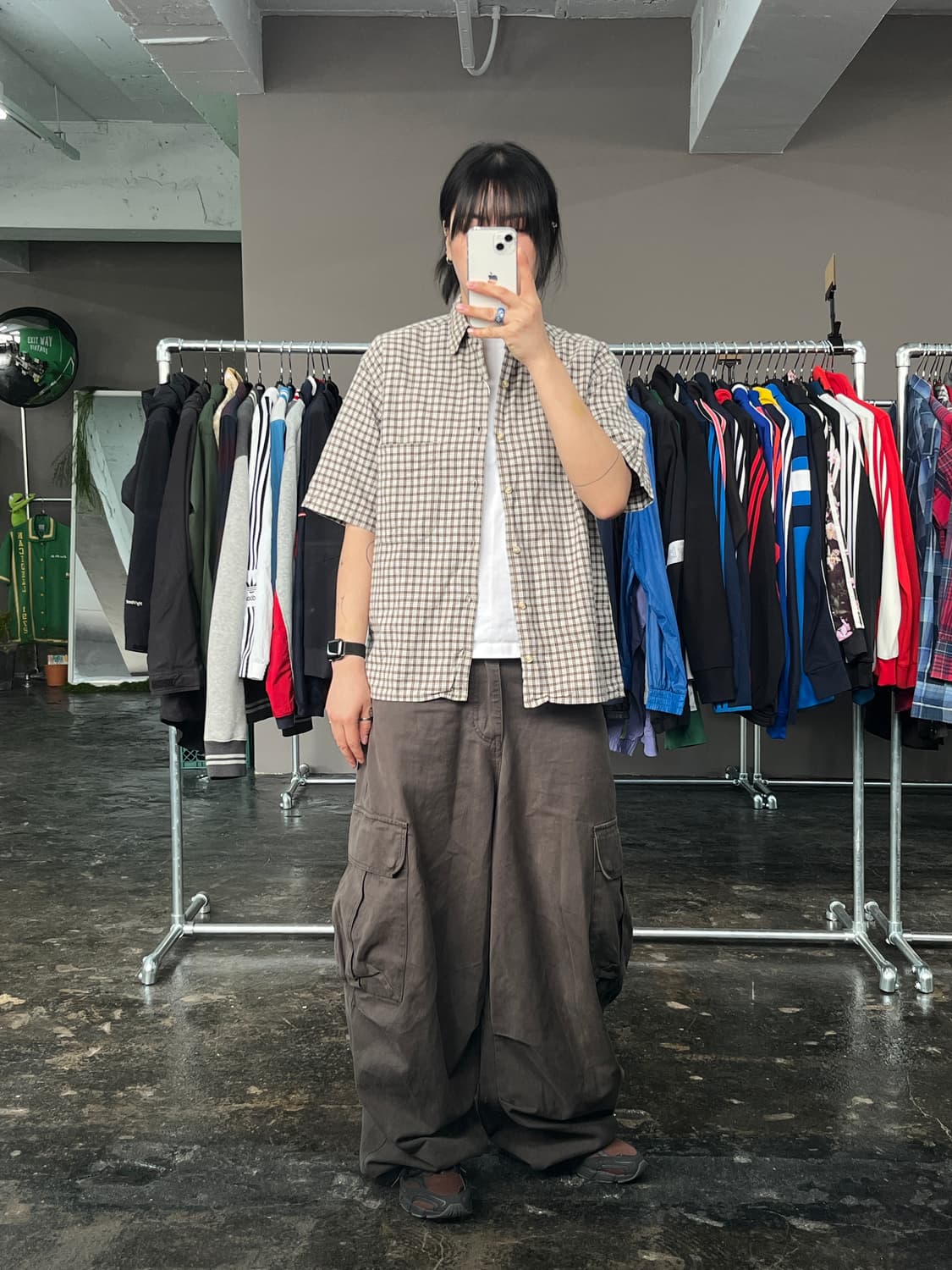 디키즈 크롭 체크 반팔 셔츠 상품이미지3