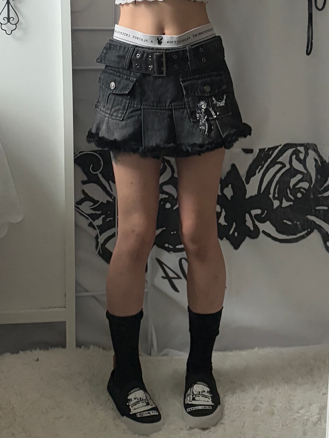 • hurtremake black fur eyelet belt mini  상품이미지5