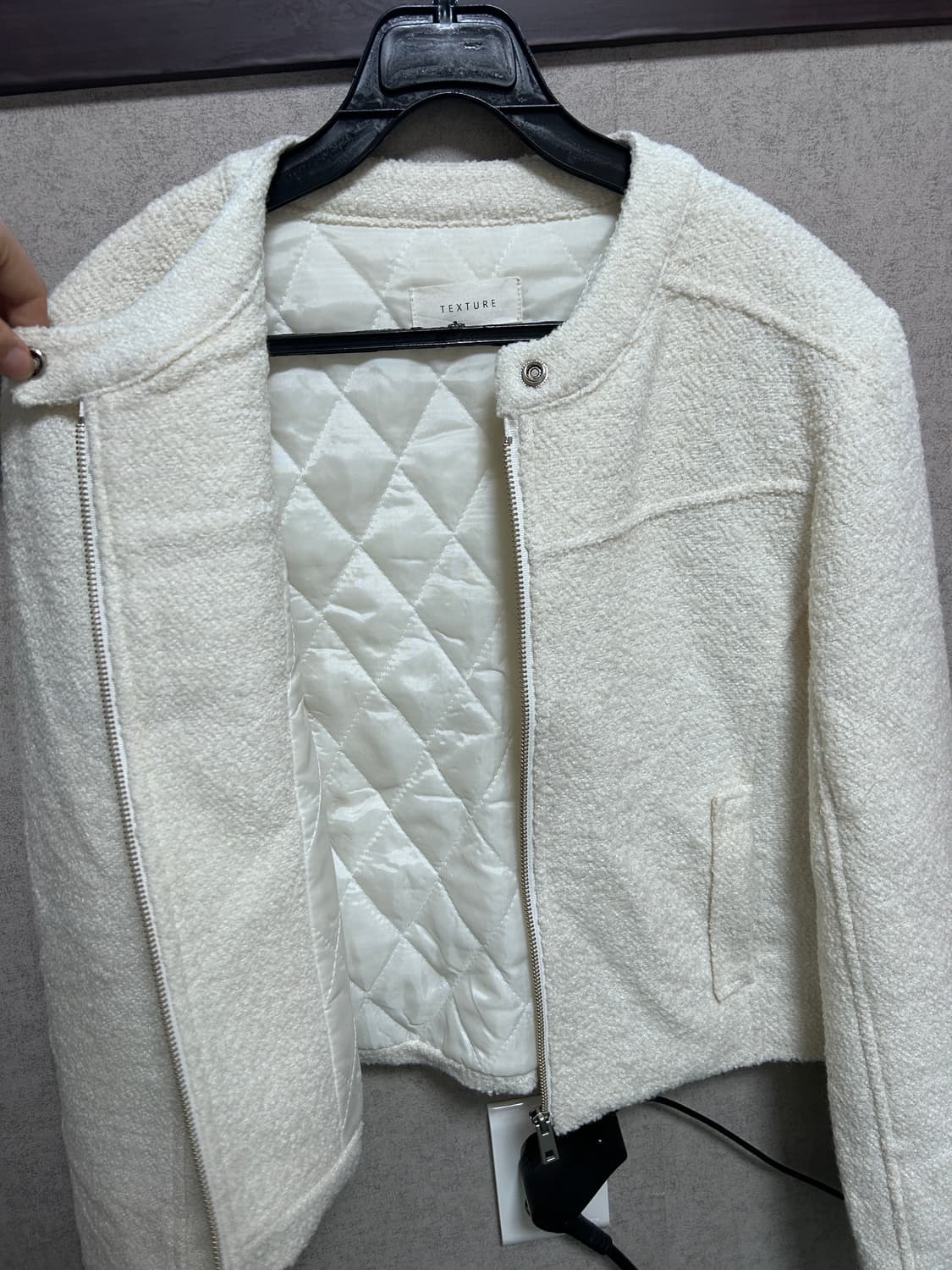 아이보리 스탠드카라 부클 울자켓 (누빔O) 상품이미지3