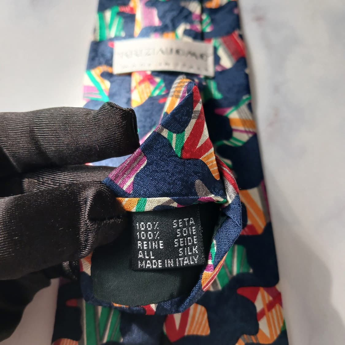 크리지아 실크 네이비 패턴 넥타이 9.9cm A등급 E912 상품이미지9