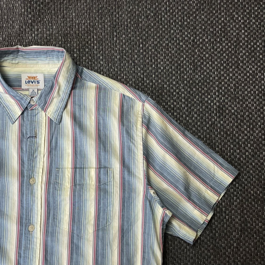 리바이스 스트라이프 원포켓 코튼 반팔 셔츠 M 상품이미지3