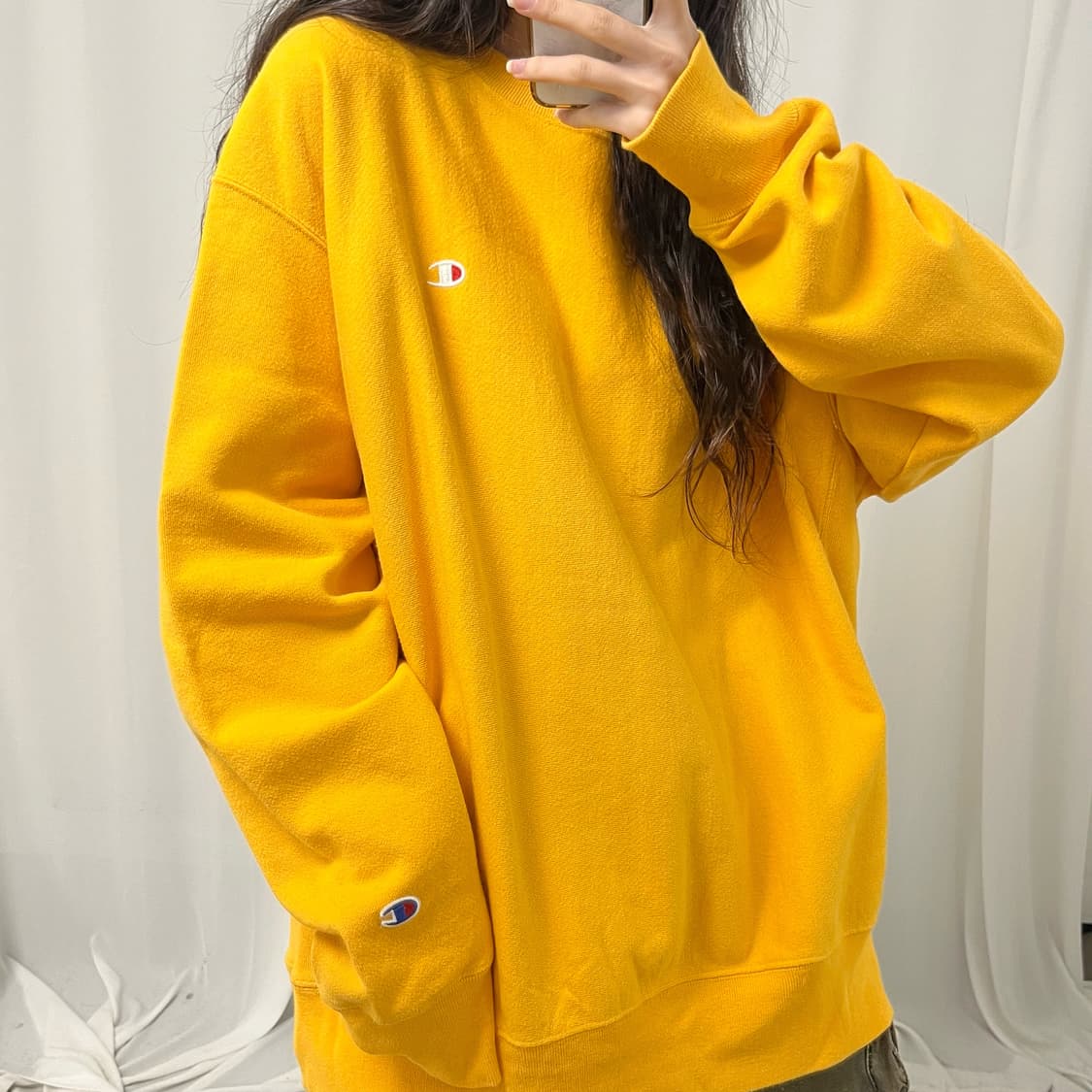 Champion reverse weave yellow sweatshirt 상품이미지3