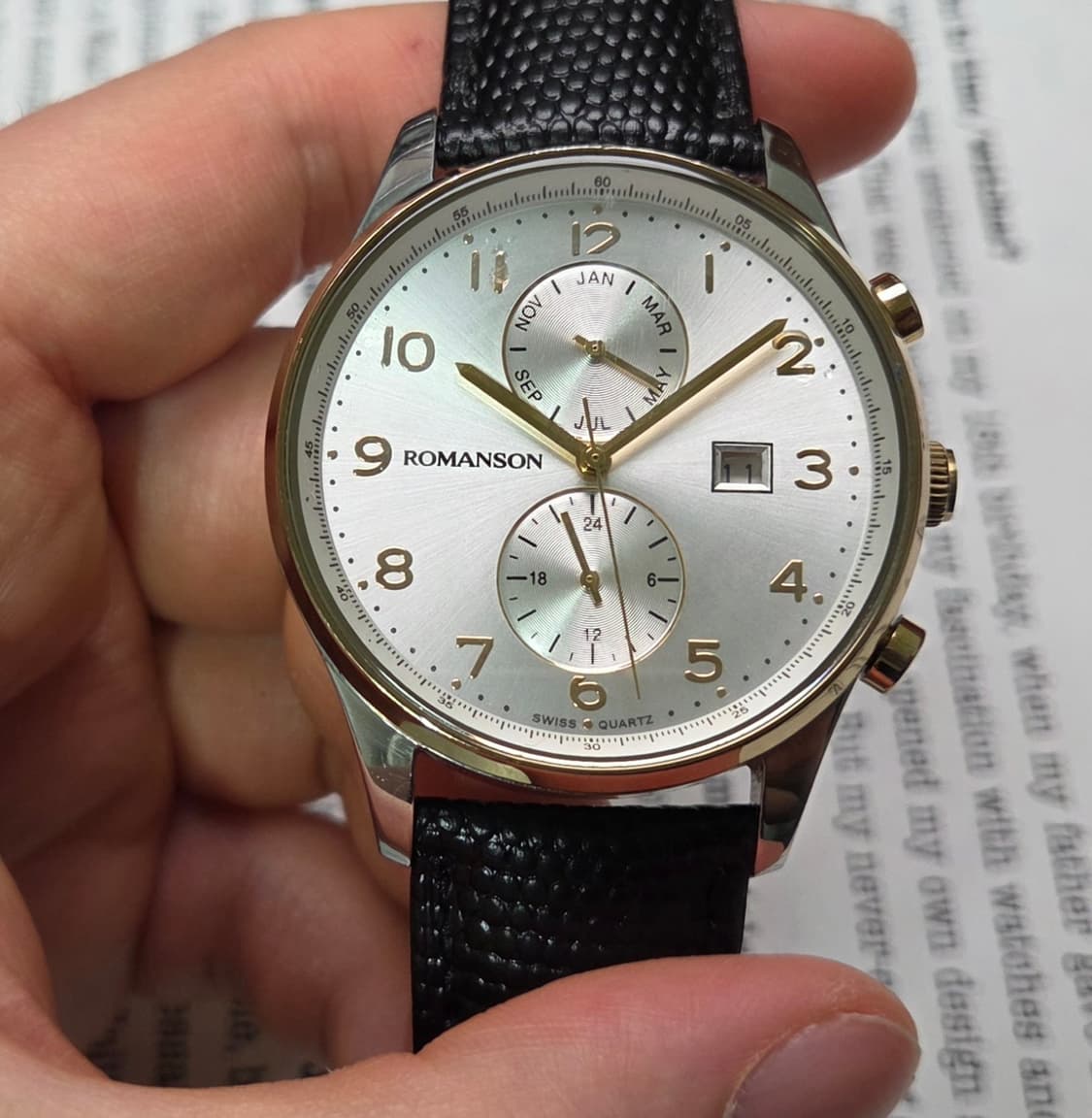 빈티지 로만손 로만투기저 콤비 쿼츠 캘린더 드레스워치 남성용 상품이미지2