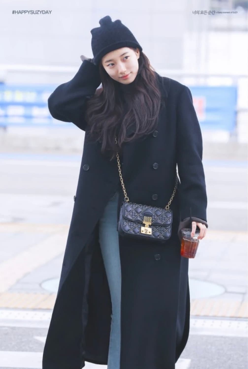 렉토 더블 브레스티드 울 롱코트 수지 착용 상품이미지2