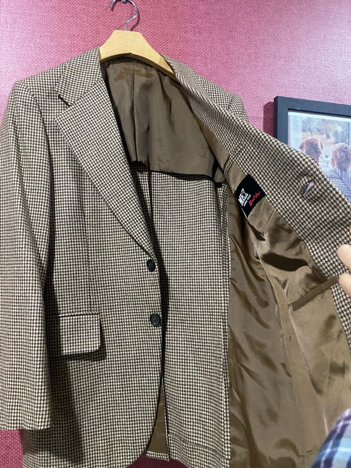 MEX 브라운 체크 울 블레이저 자켓 상품이미지5