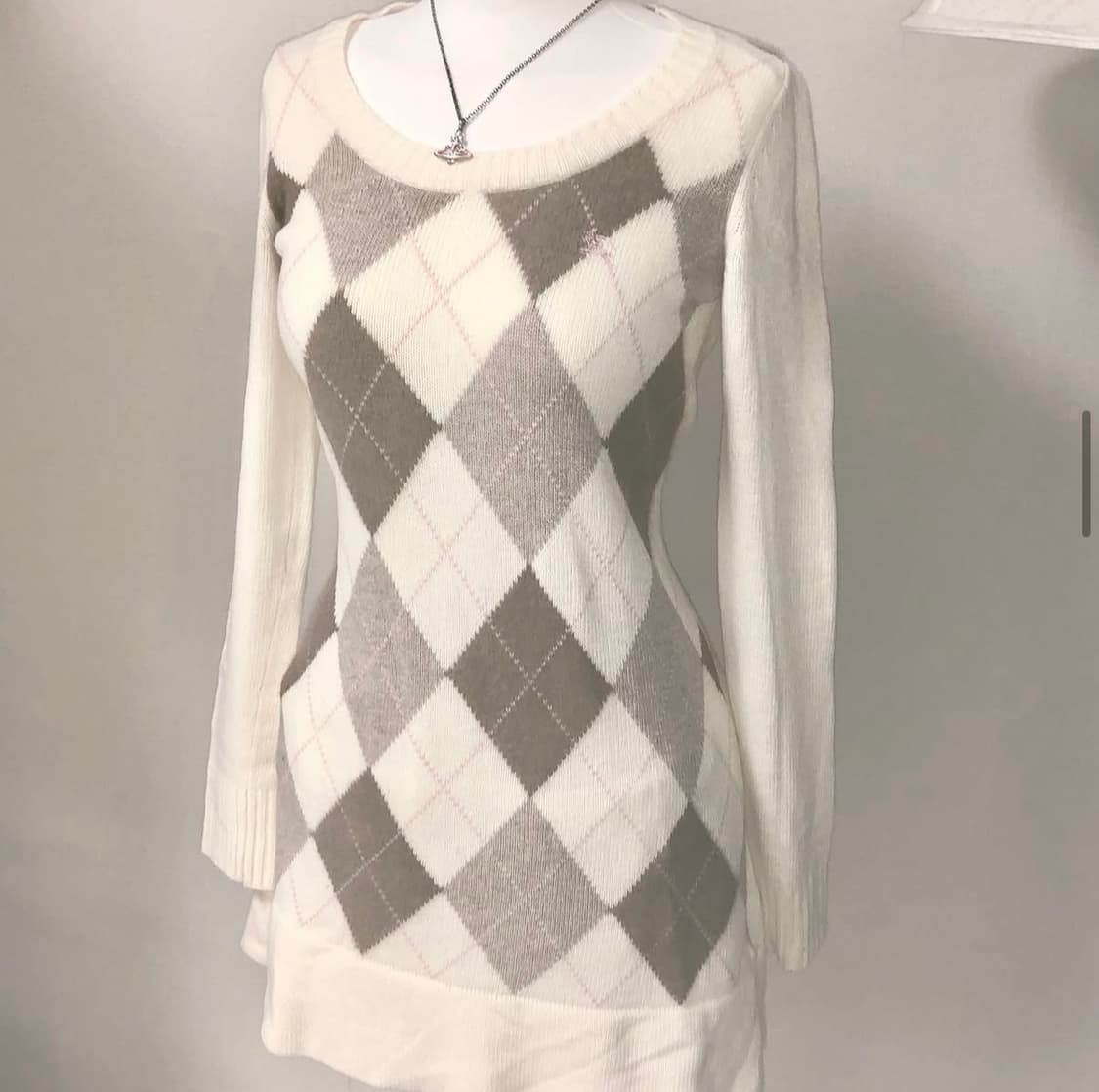 버버리 아가일 니트 원피스 딸기우유 초코 라떼갸루 리즈리사 빈티지 상품이미지1