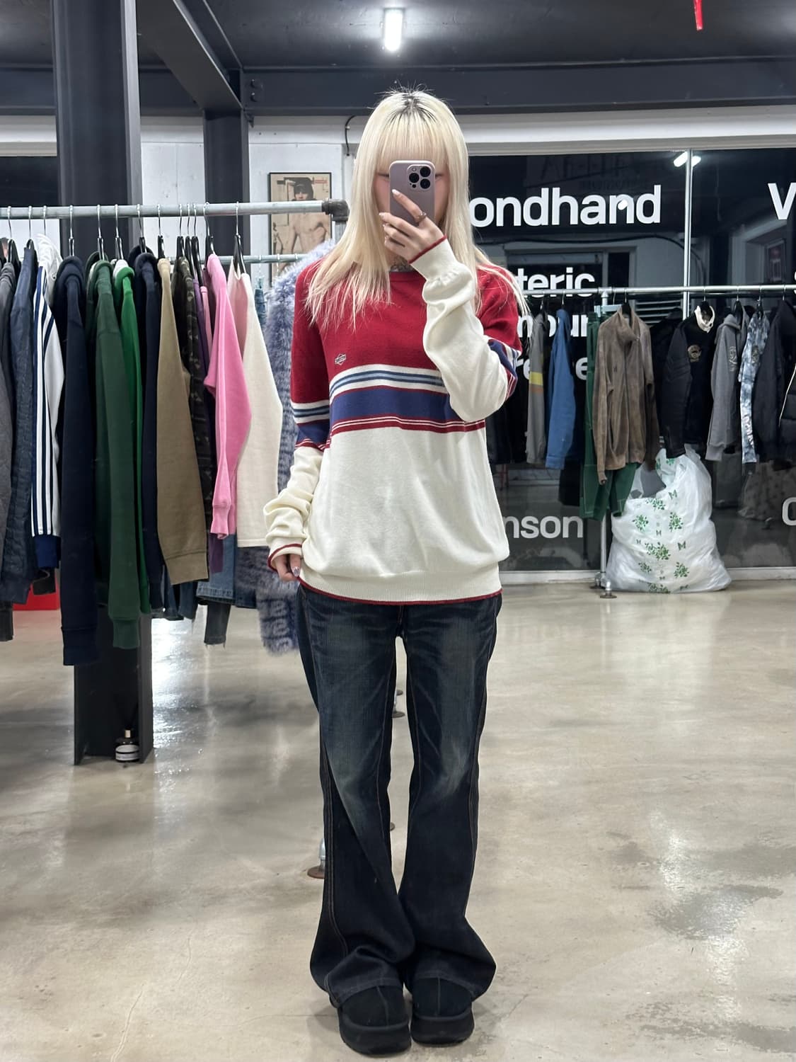 히스테릭글래머 스트라이프 니트 슬리브 상품이미지2