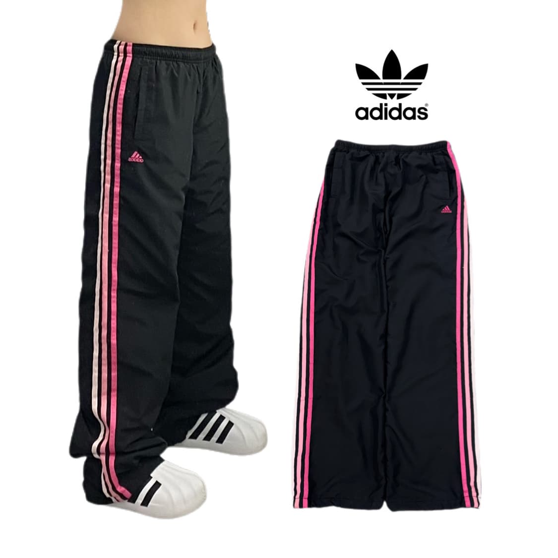 아디다스 00s 검핑 삼선 와이드 올드스쿨 바람막이 와이드 트랙팬츠 상품이미지1