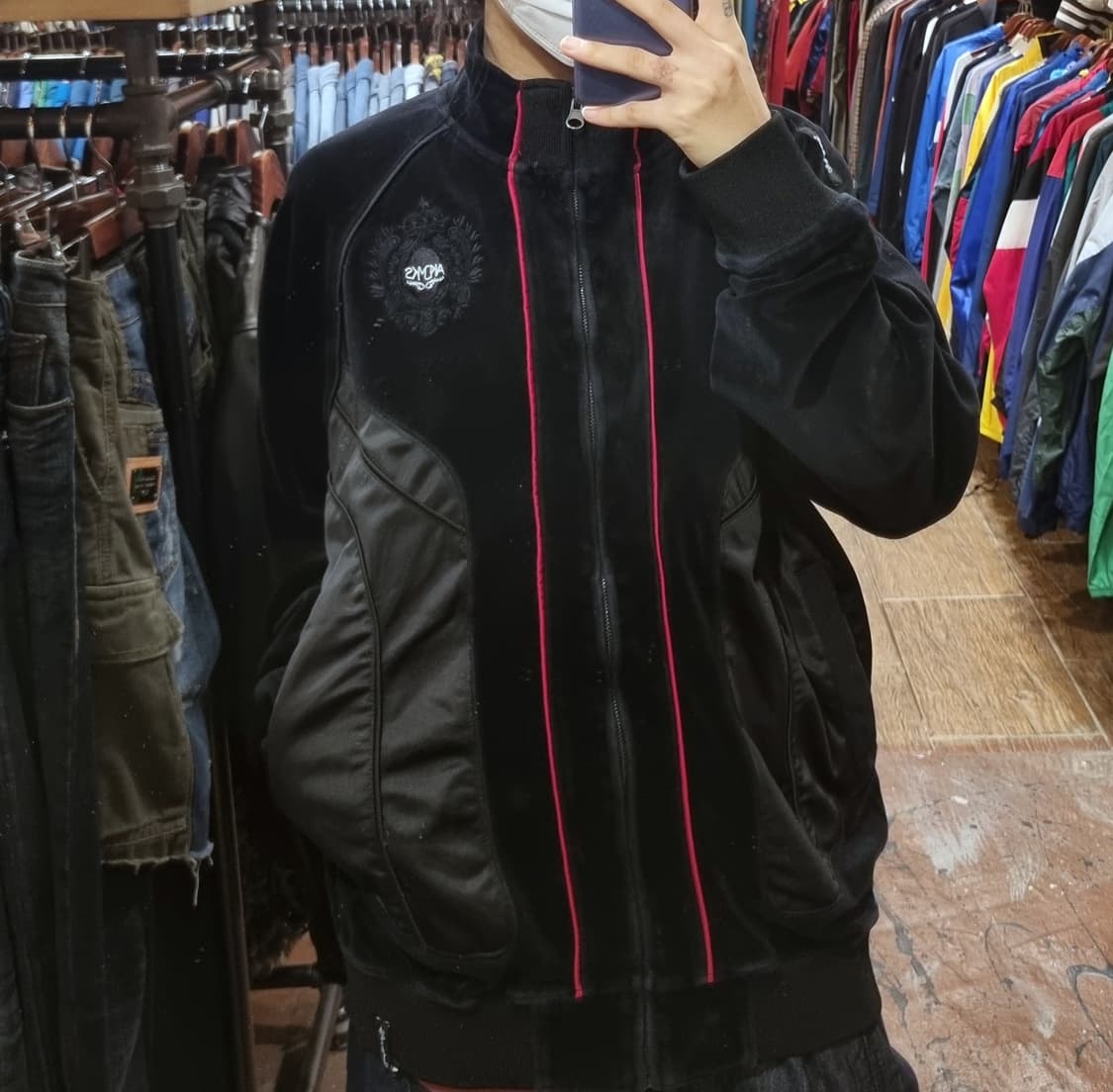 [Hi] vtg 빈티지 벨로아 벨벳 져지 블랙 상품이미지2
