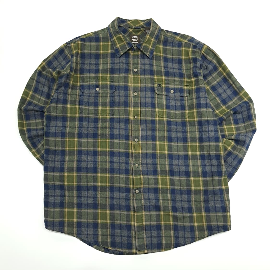 CN925 XL 팀버랜드 네이비그린 플란넬 긴팔 체크 셔츠 남방 상품이미지1