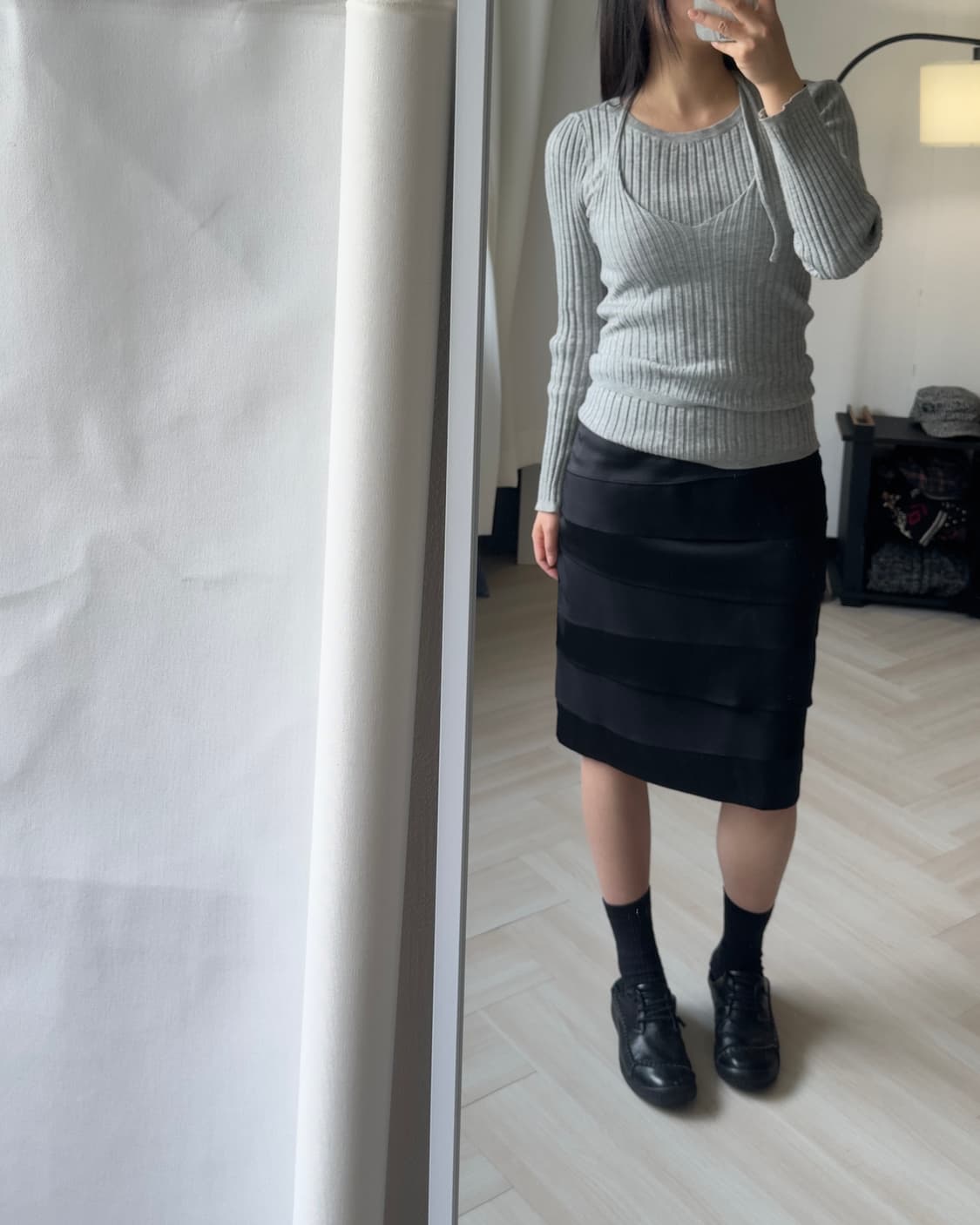 [vtg] wave layered satin skirt 상품이미지2