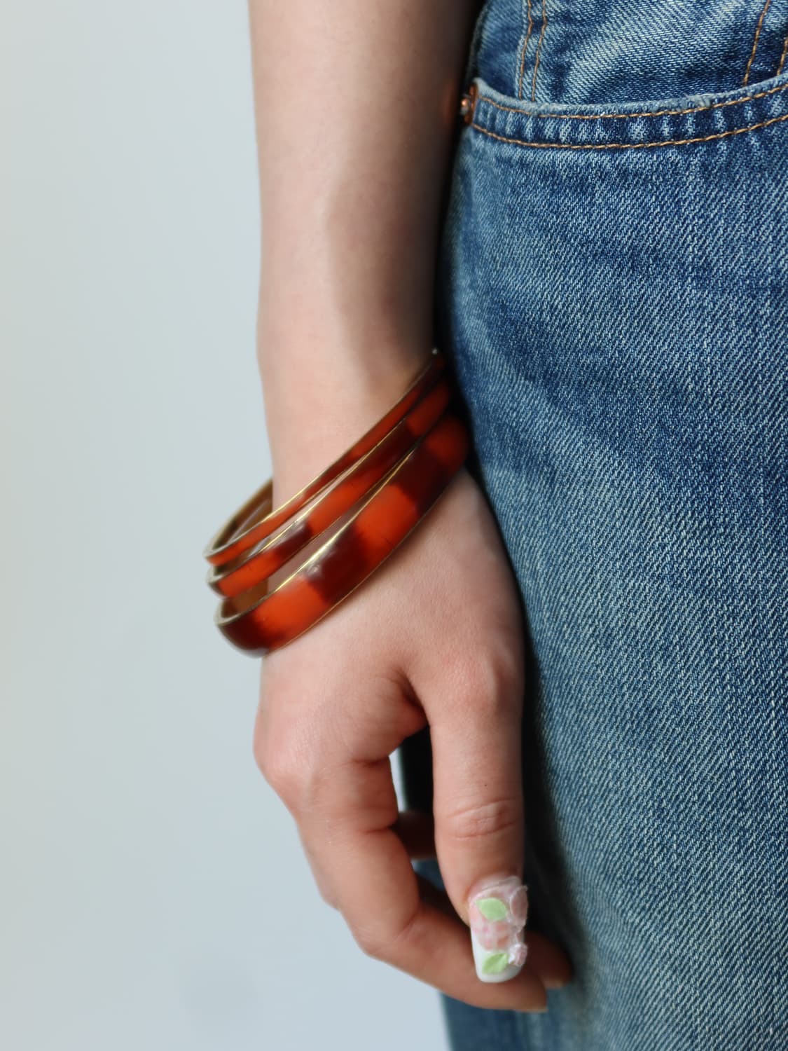 deep red stripe bangle set 상품이미지1